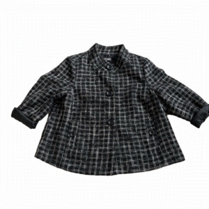 ADDITION ELLE Plus Petite 16 Black & White Plaid Bouclé Fall Coat